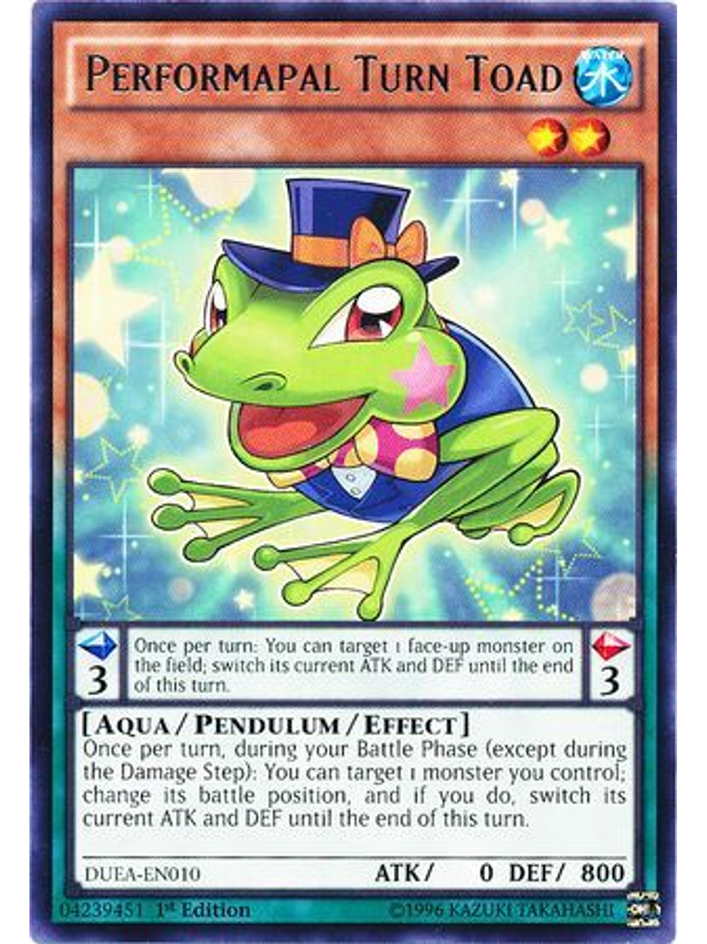 Performapal Turn Toad - DUEA-EN010 - Rare 1st Edition 1