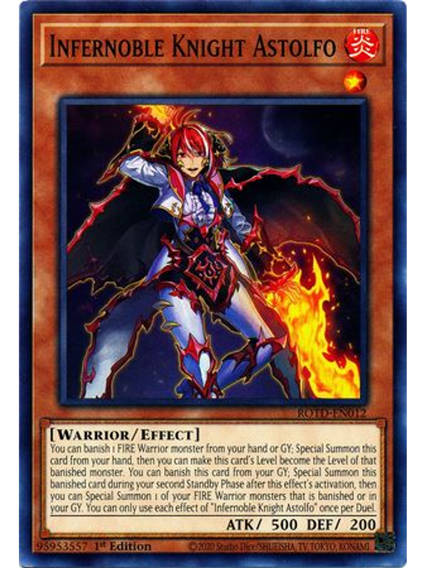 Infernoble Knight Astolfo - ROTD-EN012 - Common 1st Edition 1