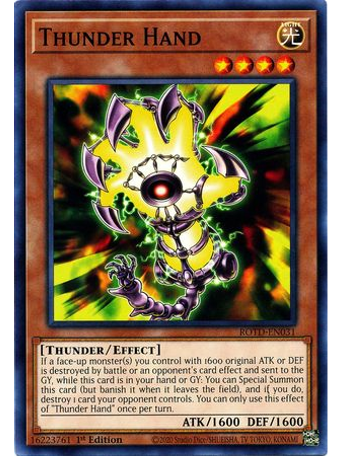 Thunder Hand - ROTD-EN031 - Common 1st Edition 1