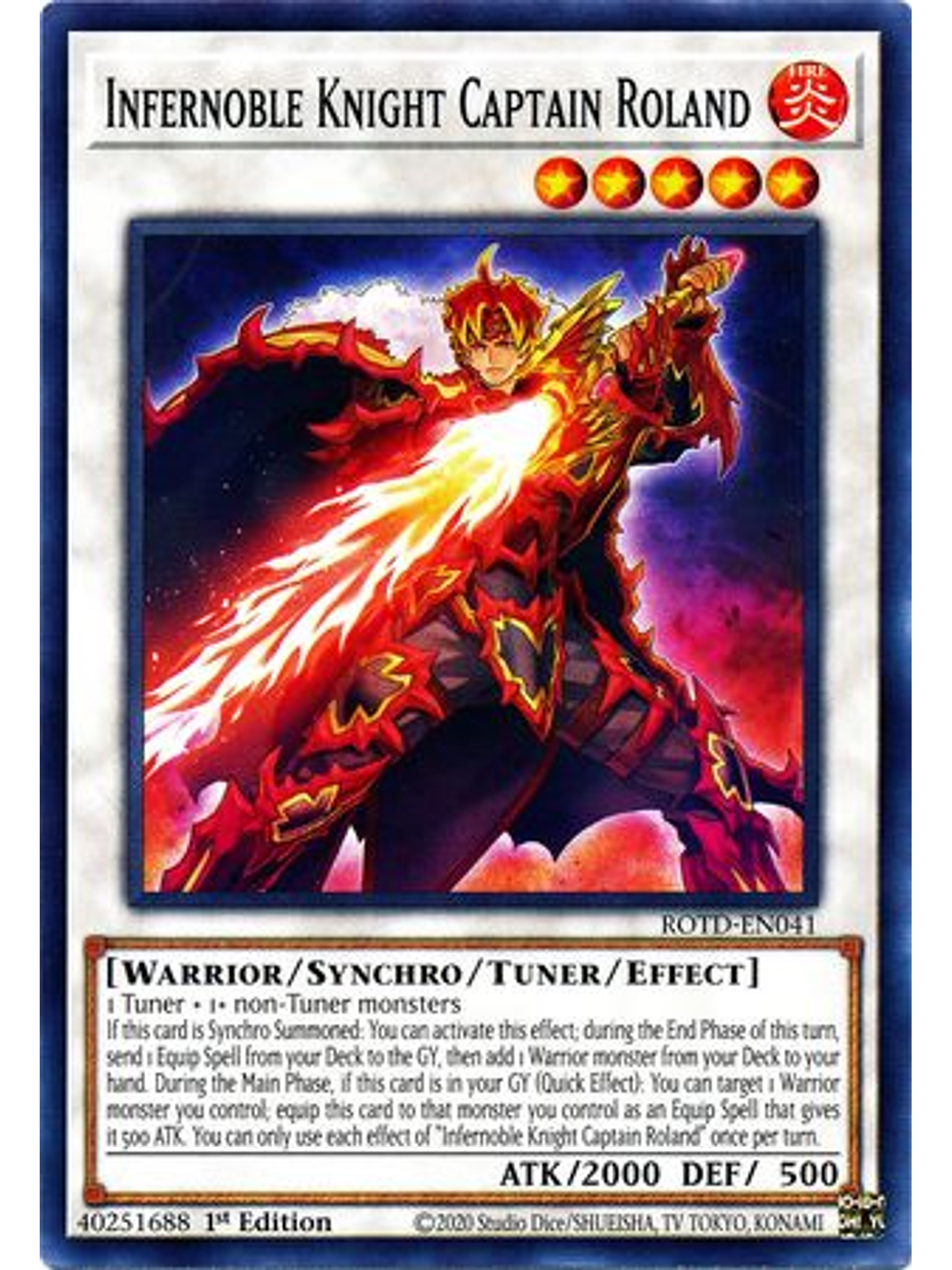 Infernoble Knight Captain Roland - ROTD-EN041 - Common 1st Edition 1