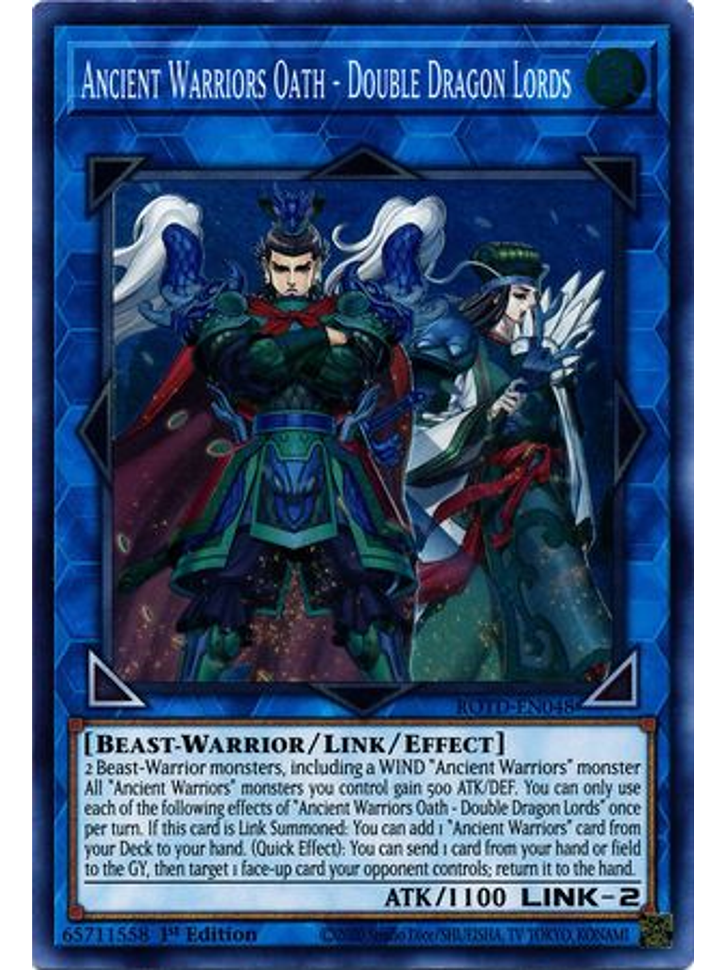 Ancient Warriors Oath - Double Dragon Lords - ROTD-EN048 - Super Rare 1st Edition 1