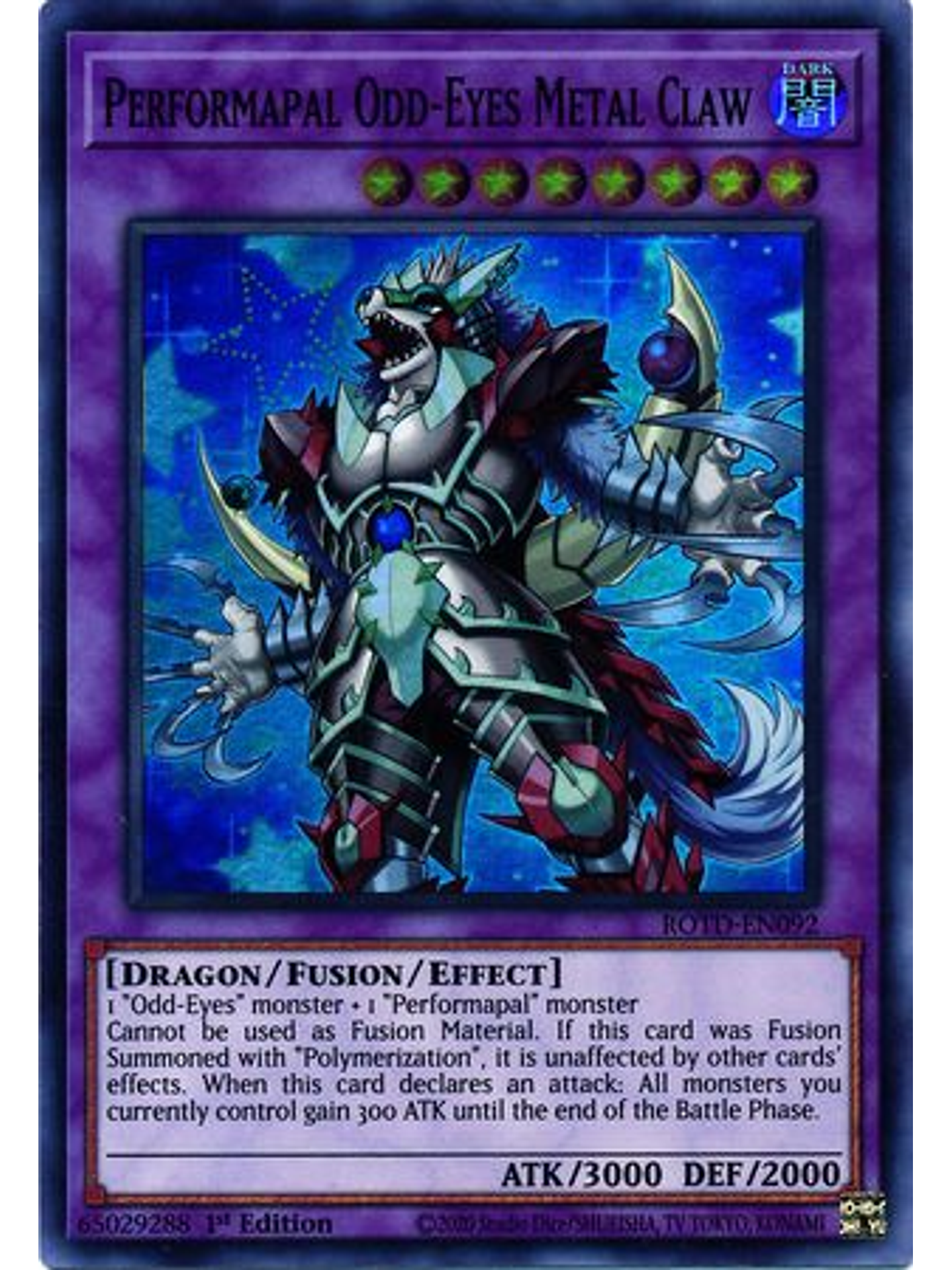 Performapal Odd-Eyes Metal Claw - ROTD-EN092 - Super Rare 1st Edition 1