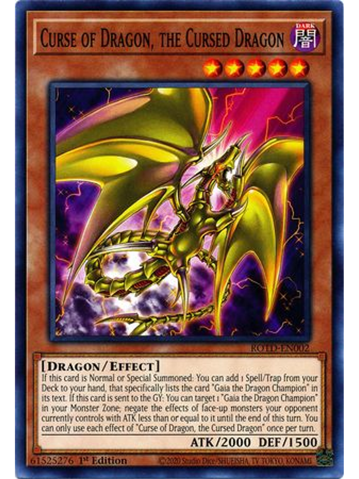 Curse of Dragon, the Cursed Dragon - ROTD-EN002 - Common 1st Edition 1