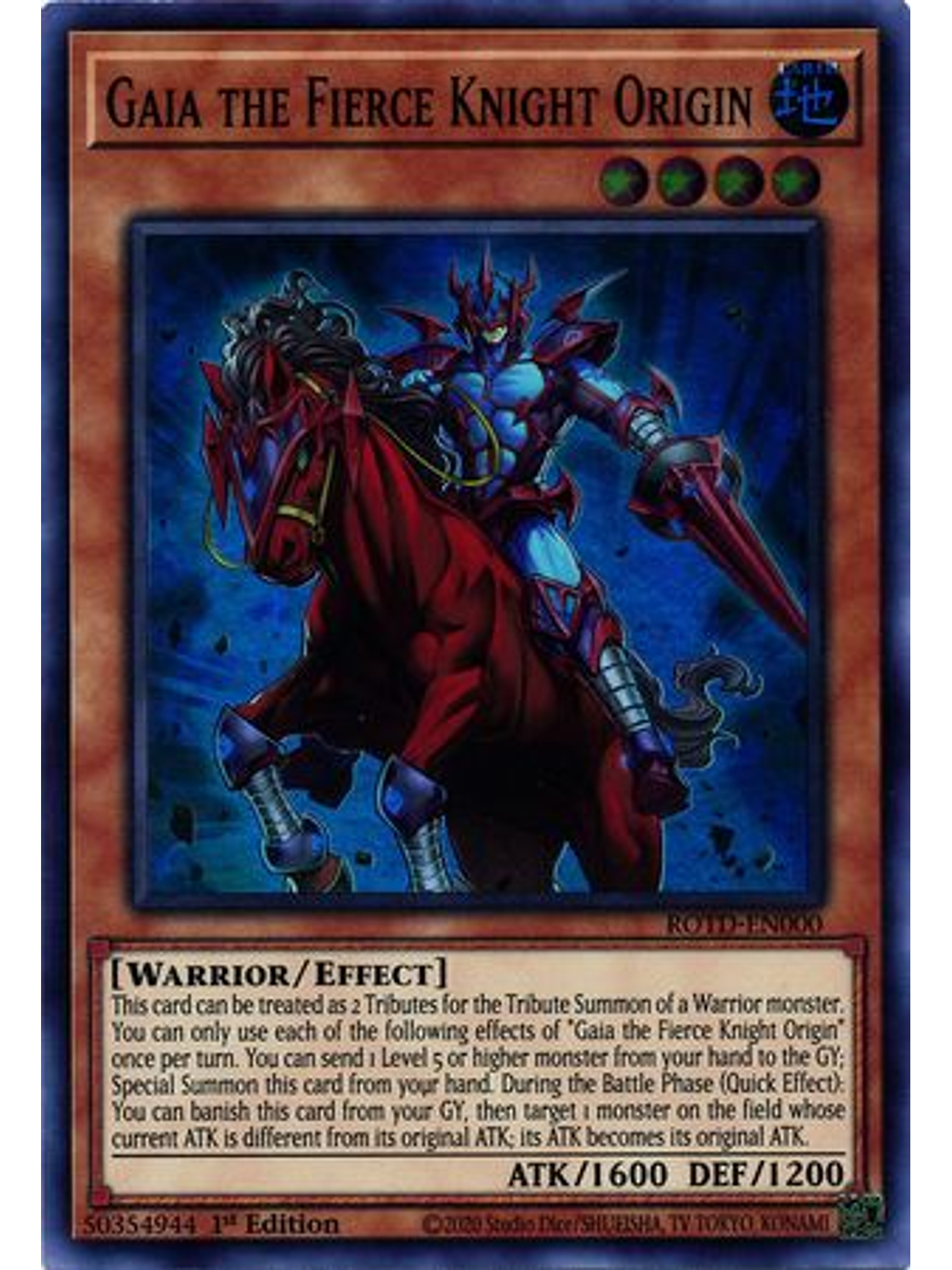 Gaia the Fierce Knight Origin - ROTD-EN000 - Super Rare 1st Edition 1