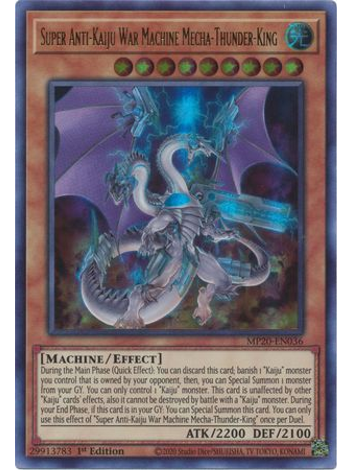 Super Anti-Kaiju War Machine Mecha-Thunder-King - MP20-EN036 - Ultra Rare 1st Edition 1