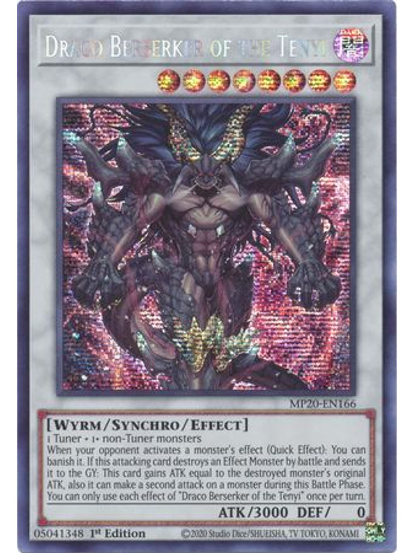 Draco Berserker of the Tenyi - MP20-EN166 - Prismatic Secret Rare 1st Edition 1