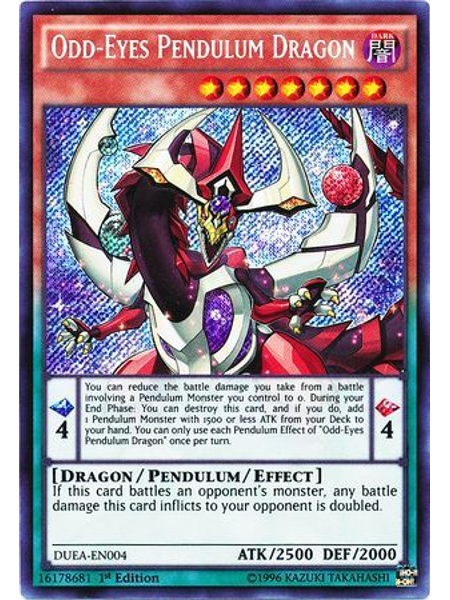 Odd-Eyes Pendulum Dragon - DUEA-EN004 - Secret Rare 1st Edition 1
