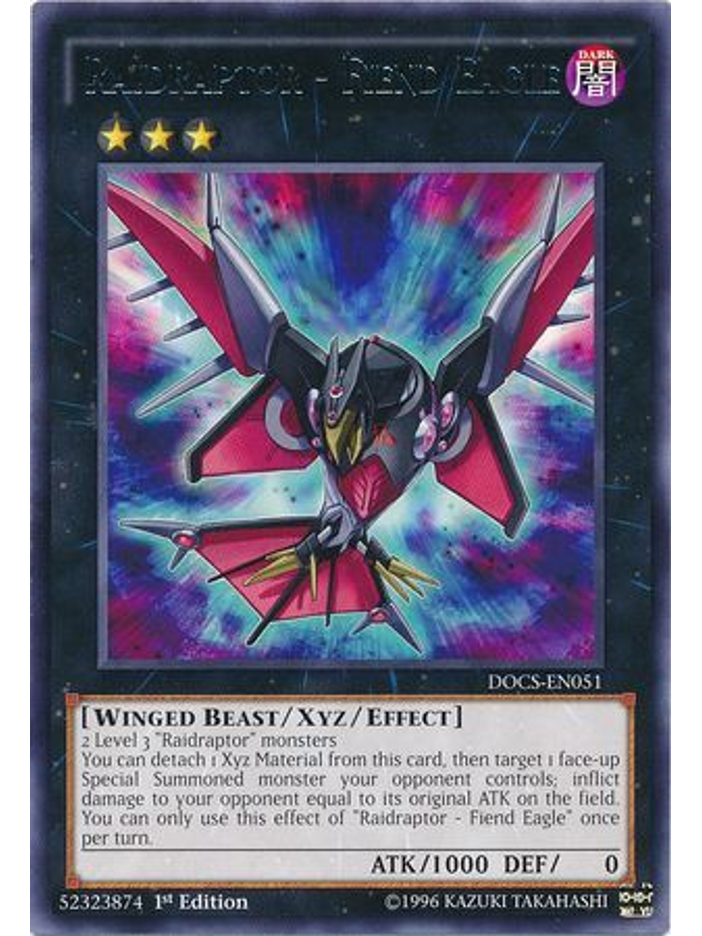 Raidraptor - Fiend Eagle - DOCS-EN051 - Rare 1st Edition 1