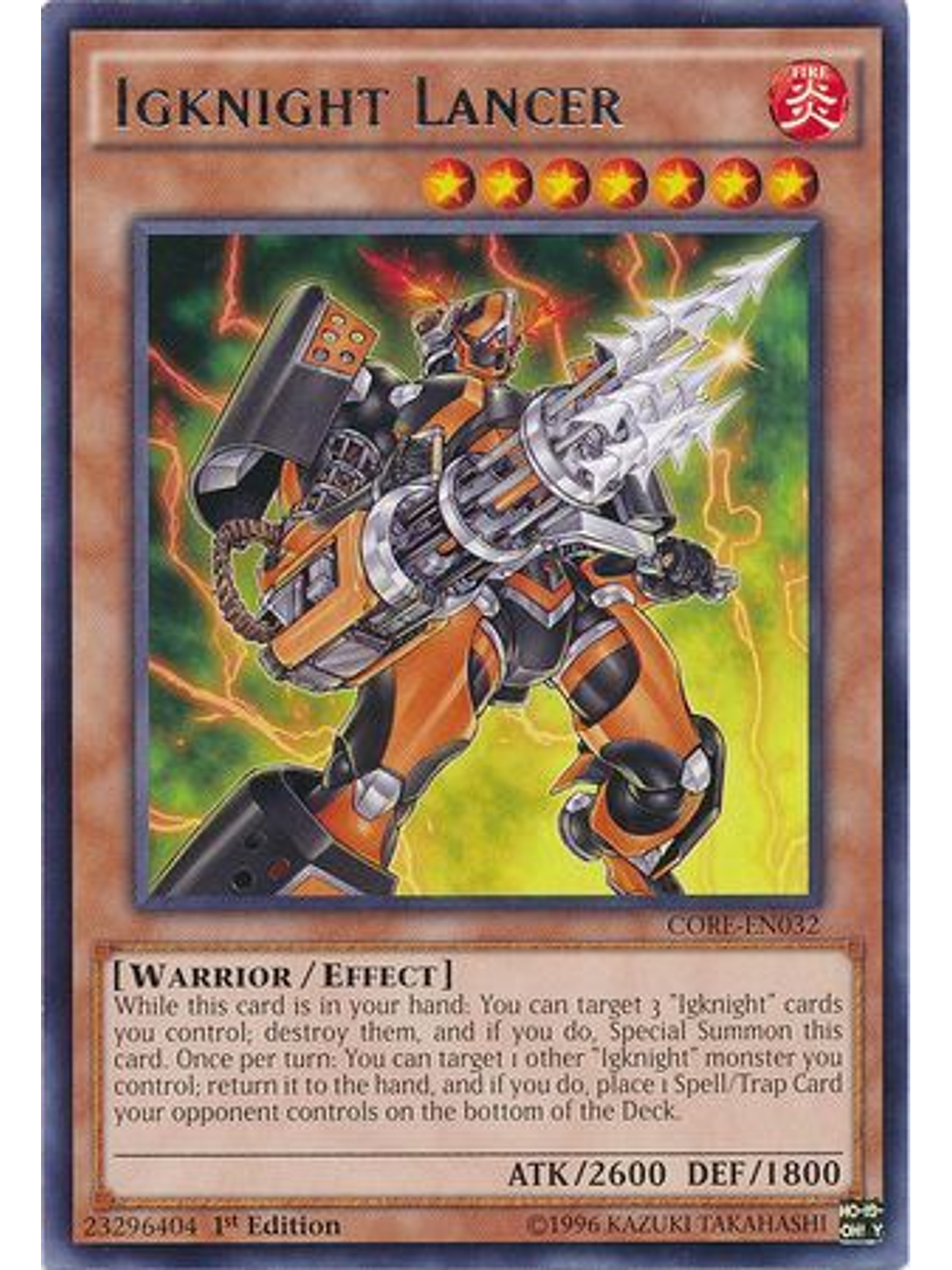 Igknight Lancer - CORE-EN032 - Rare 1st Edition 1