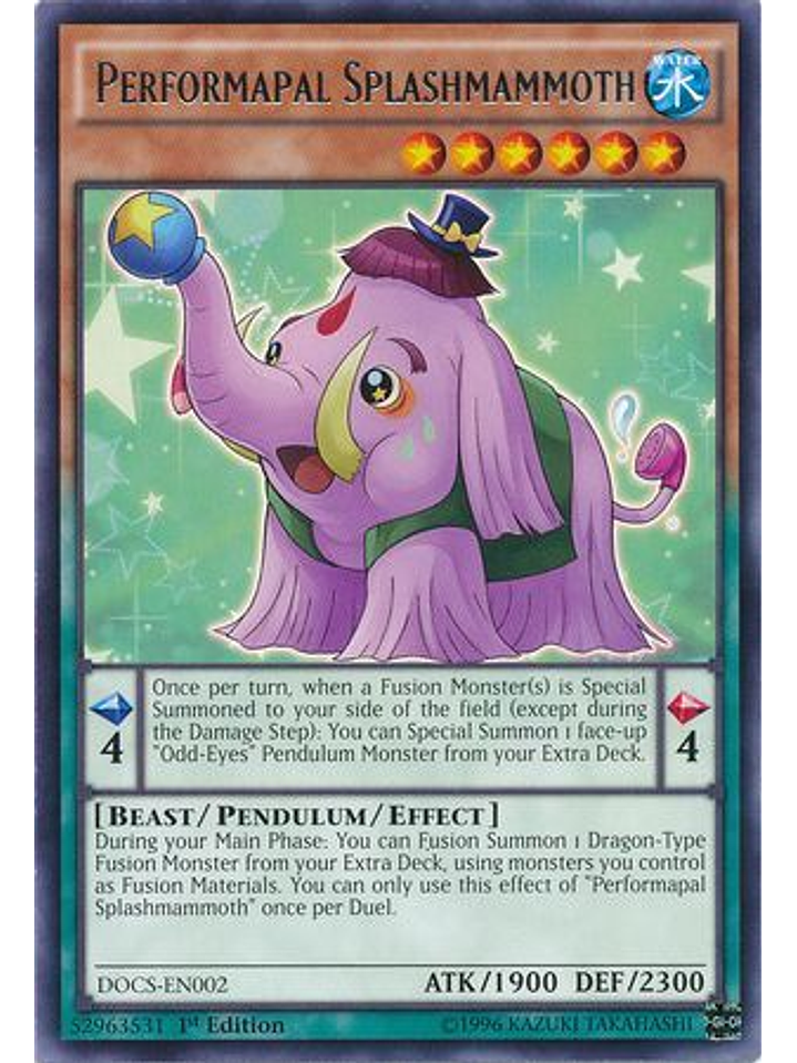 Performapal Splashmammoth - DOCS-EN002 - Rare 1st Edition 1