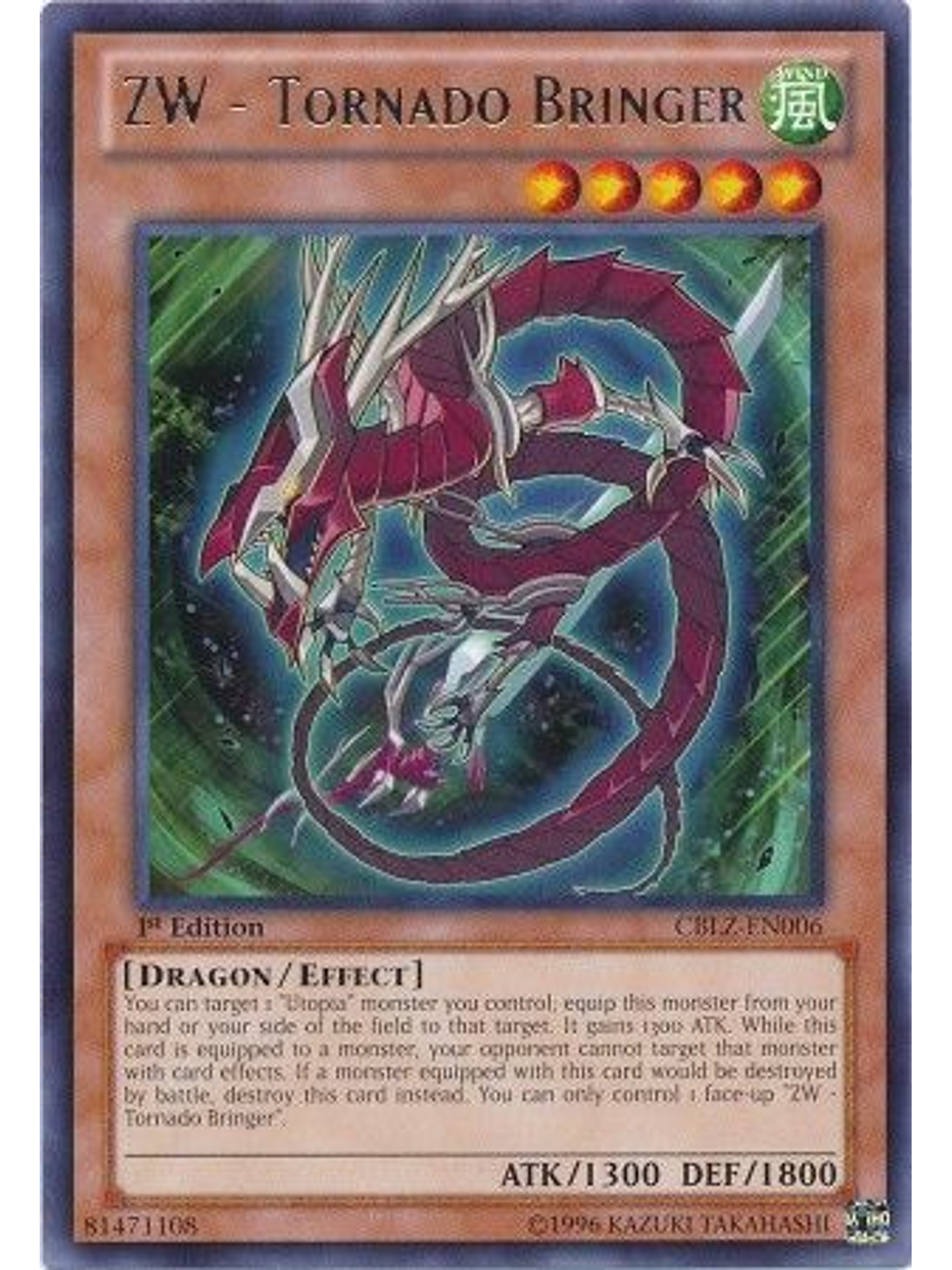 ZW - Tornado Bringer - CBLZ-EN006 - Rare 1st Edition 1