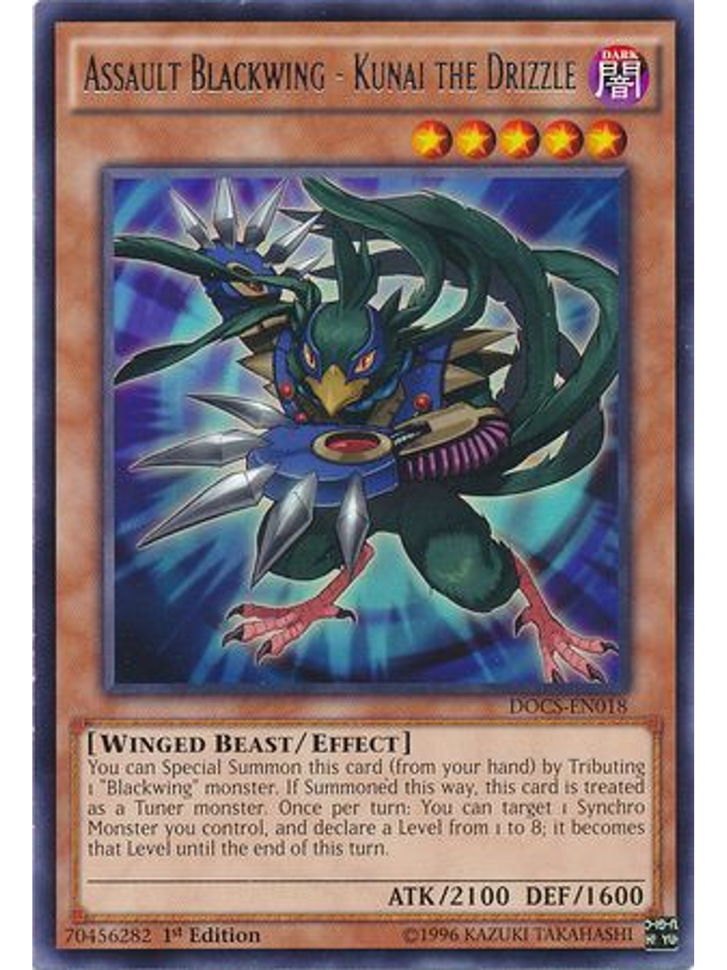 Assault Blackwing - Kunai the Drizzle - DOCS-EN018 - Rare 1st Edition 1