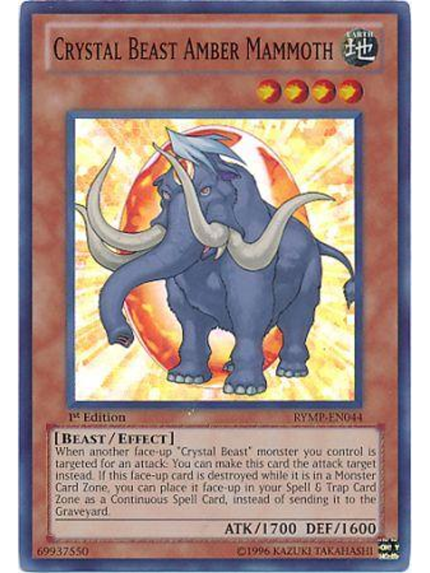 Crystal Beast Amber Mammoth - RYMP-EN044 - Super Rare 1st Edition 1