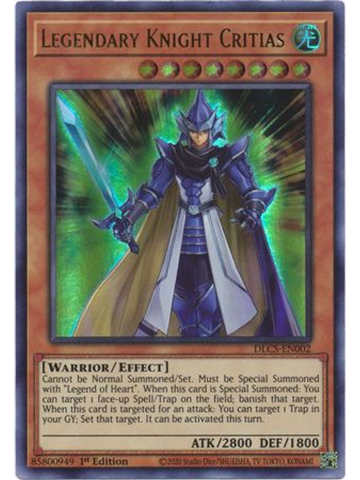 Legendary Knight Critias (Blue) - DLCS-EN002 - Ultra Rare 1st Edition 1