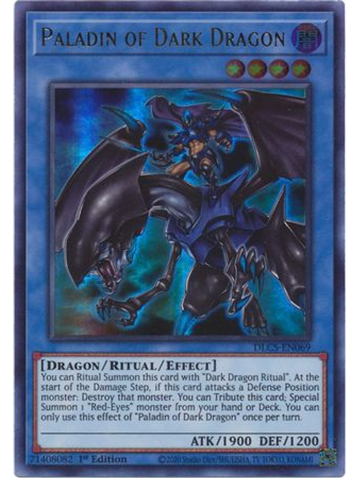 Paladin of Dark Dragon (Blue) - DLCS-EN069 - Ultra Rare 1st Edition 1