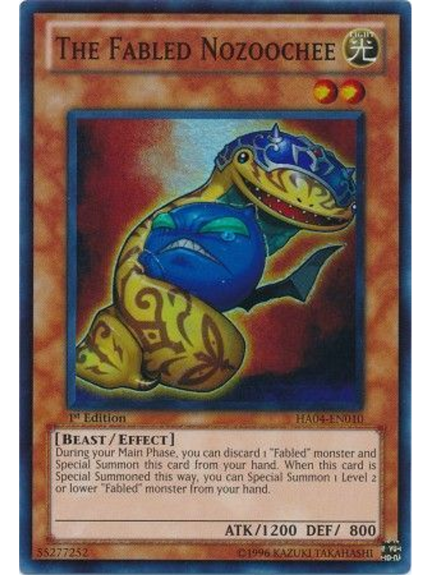 The Fabled Nozoochee - HA04-EN010 - Super Rare 1st Edition 1