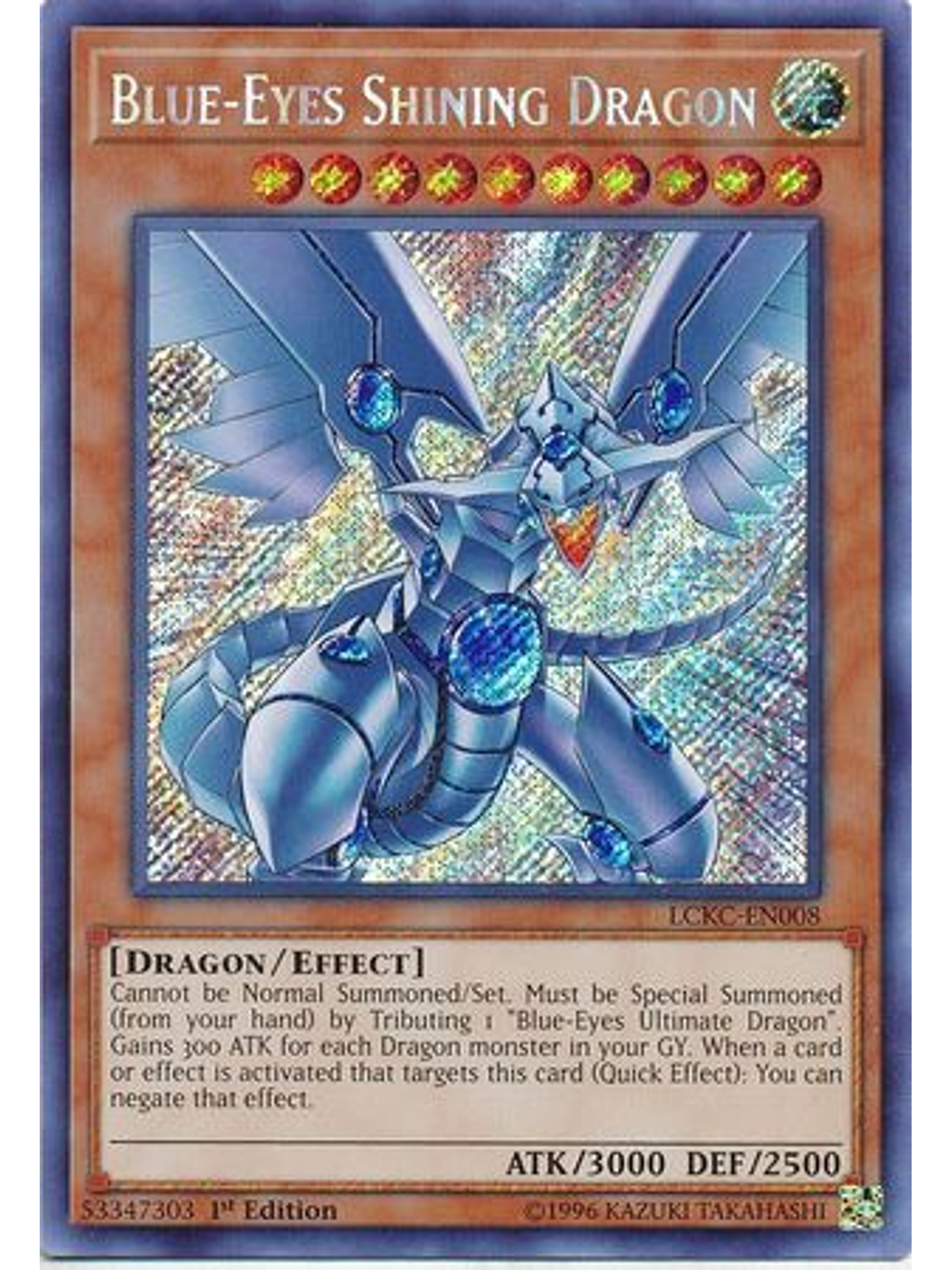 Blue-Eyes Shining Dragon - LCKC-EN008 - Secret Rare 1st Edition 1