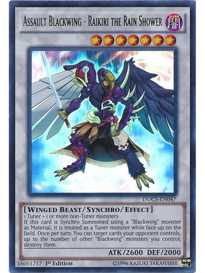 Assault Blackwing - Raikiri the Rain Shower - DOCS-EN047 - Ultra Rare 1st Edition 1