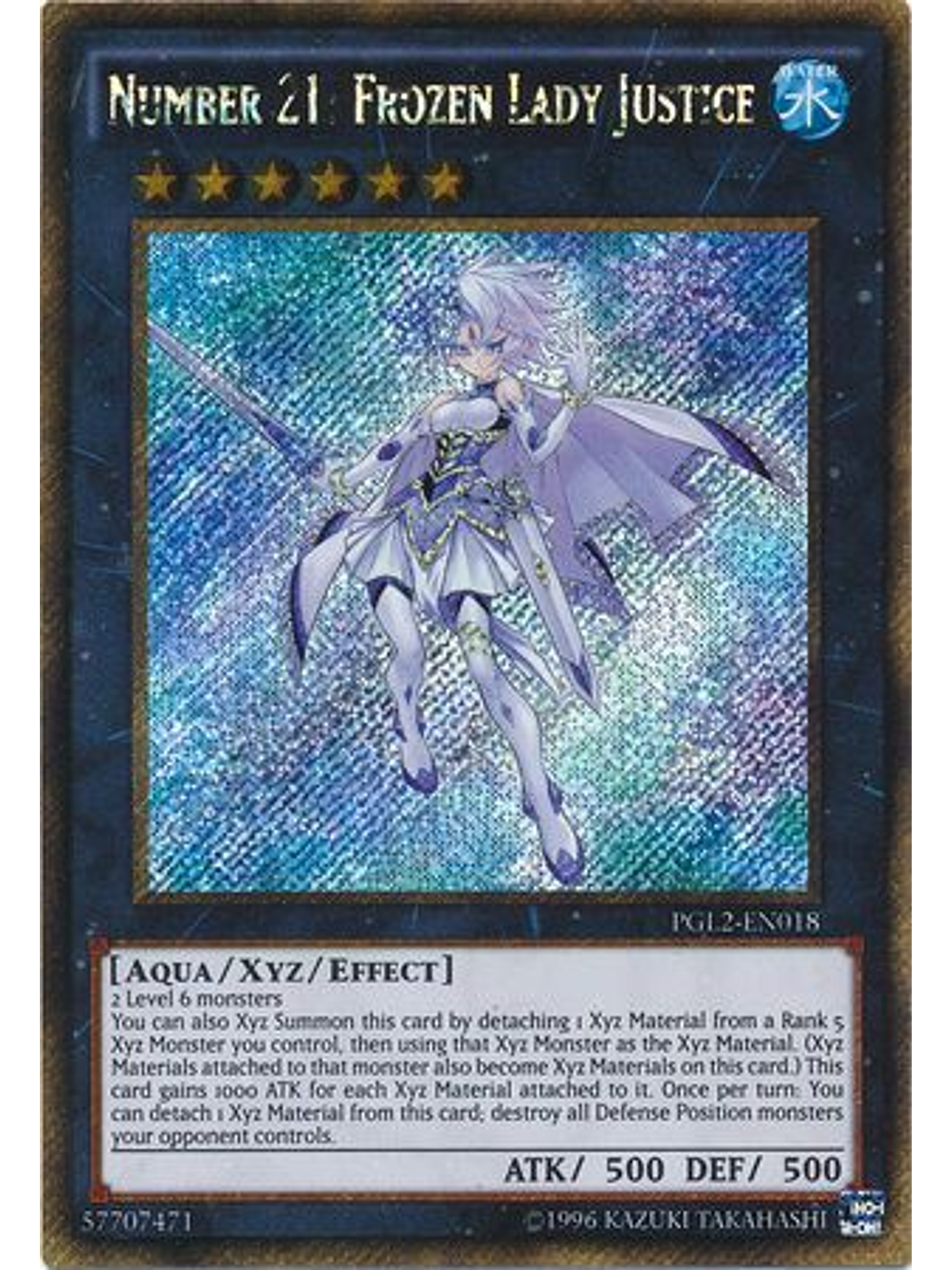 Number 21: Frozen Lady Justice - PGL2-EN018 - Gold Secret Rare Unlimited 1
