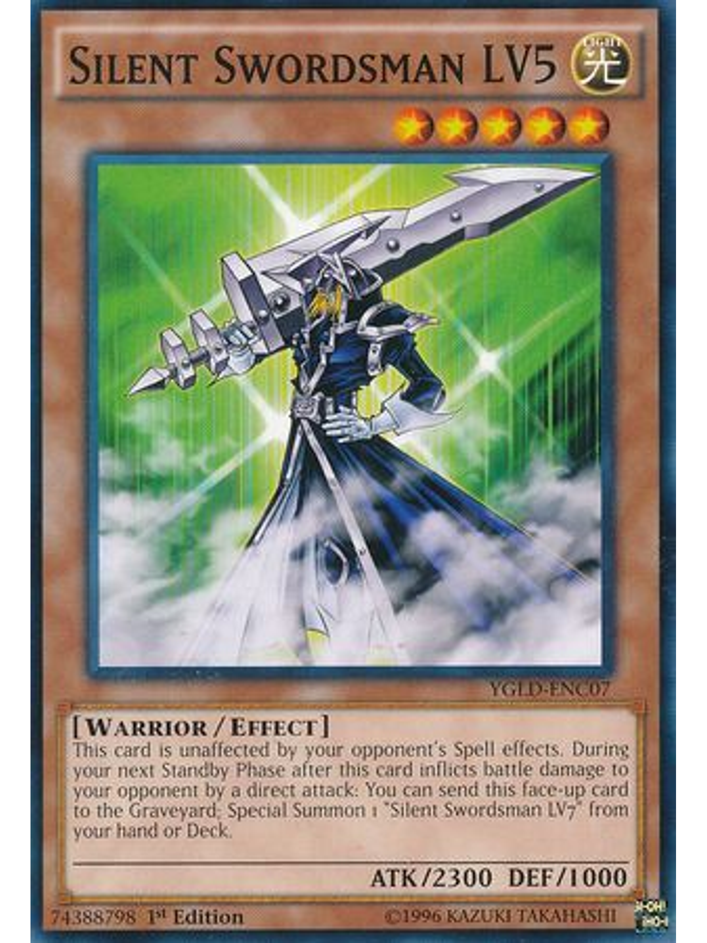 Silent Swordsman LV5 - YGLD-ENC07 - Common 1st Edition 1