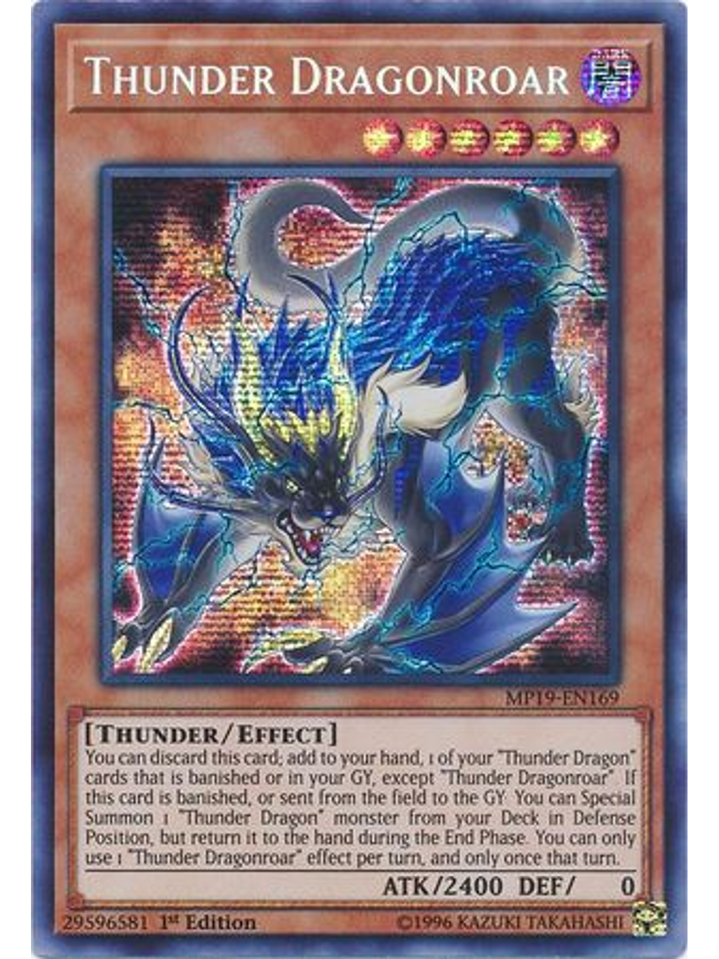 Thunder Dragonroar - MP19-EN169 - Prismatic Secret Rare 1st Edition 1