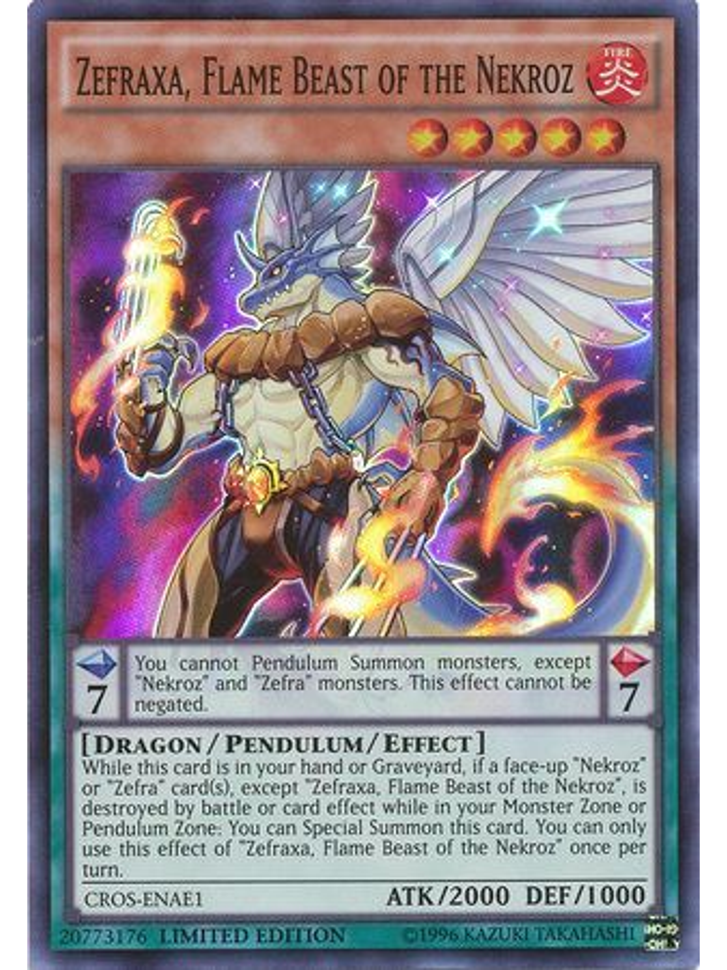 Zefraxa, Flame Beast of the Nekroz - CROS-ENAE1 - Super Rare Limited 1