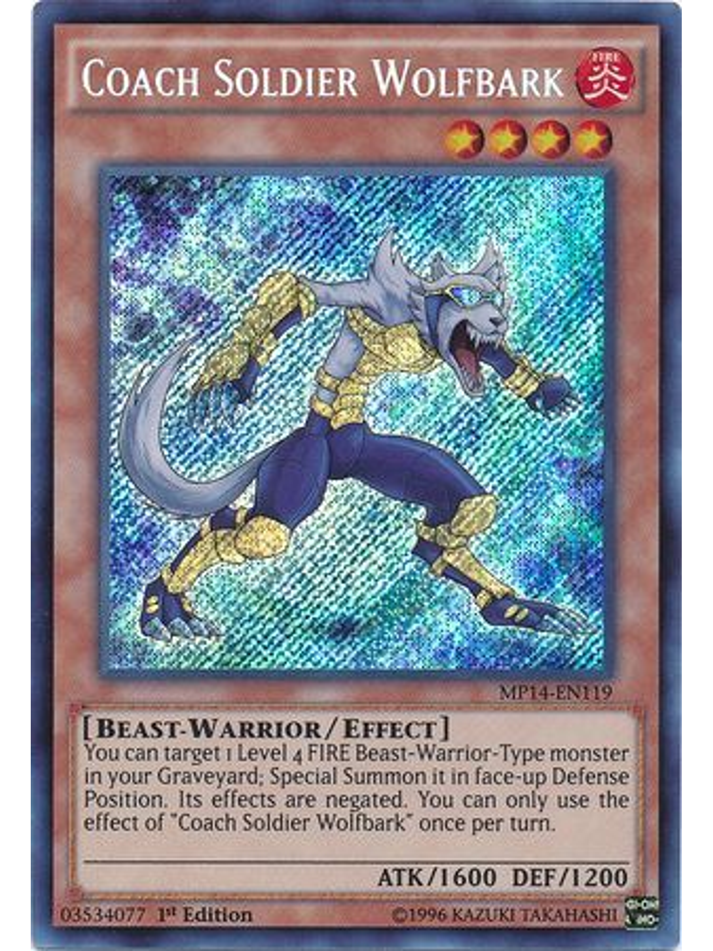 Coach Soldier Wolfbark - MP14-EN119 - Secret Rare 1st Edition 1