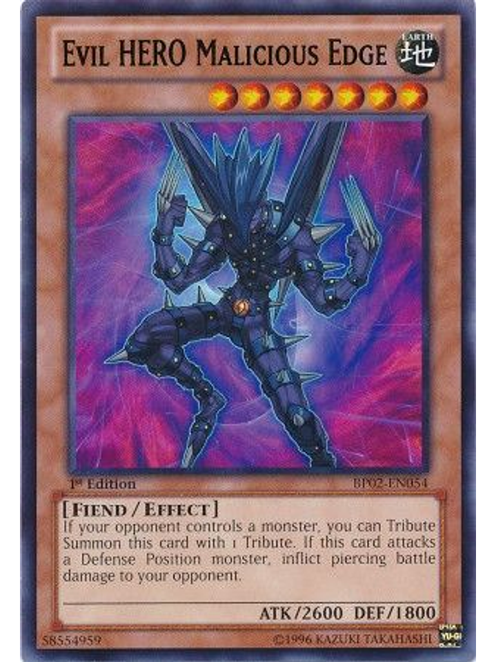 Evil Hero Malicious Edge - BP02-EN054 - Rare 1st Edition 1