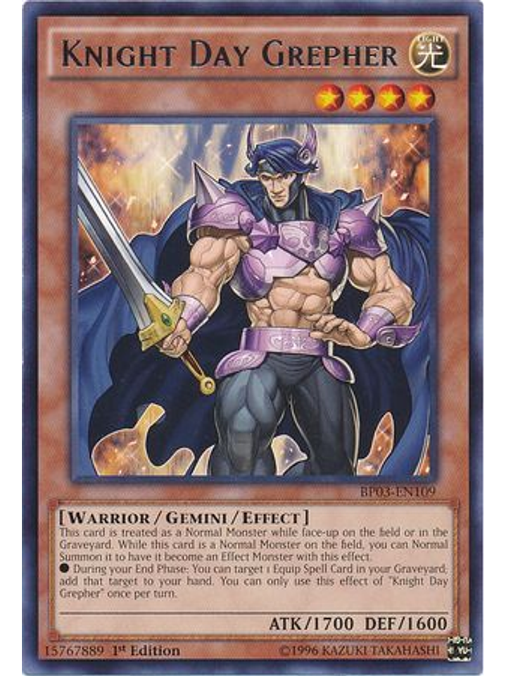 Knight Day Grepher - BP03-EN109 - Rare 1st Edition 1