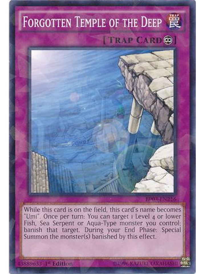 Forgotten Temple of the Deep - BP03-EN216 - Shatterfoil Rare 1st Edition 1