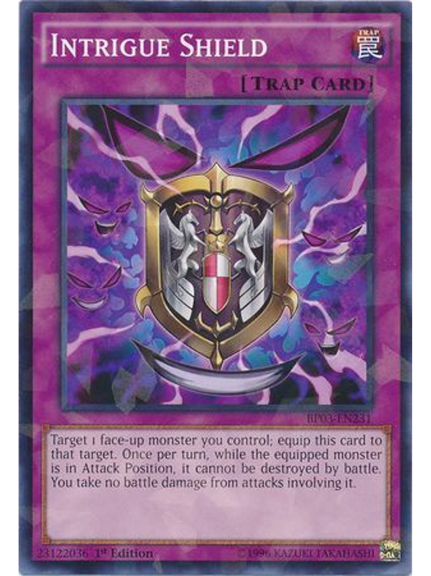 Intrigue Shield - BP03-EN231 - Shatterfoil Rare 1st Edition 1