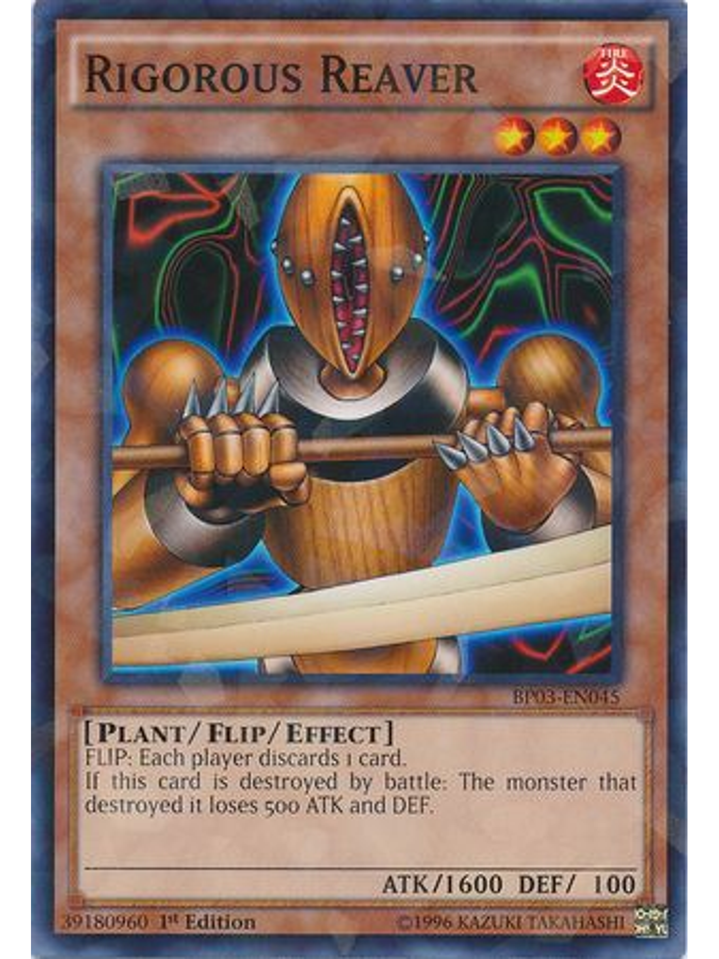 Rigorous Reaver - BP03-EN045 - Shatterfoil Rare 1st Edition 1