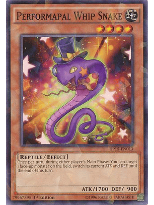 Performapal Whip Snake - SP15-EN013 - Shatterfoil Rare 1st Edition