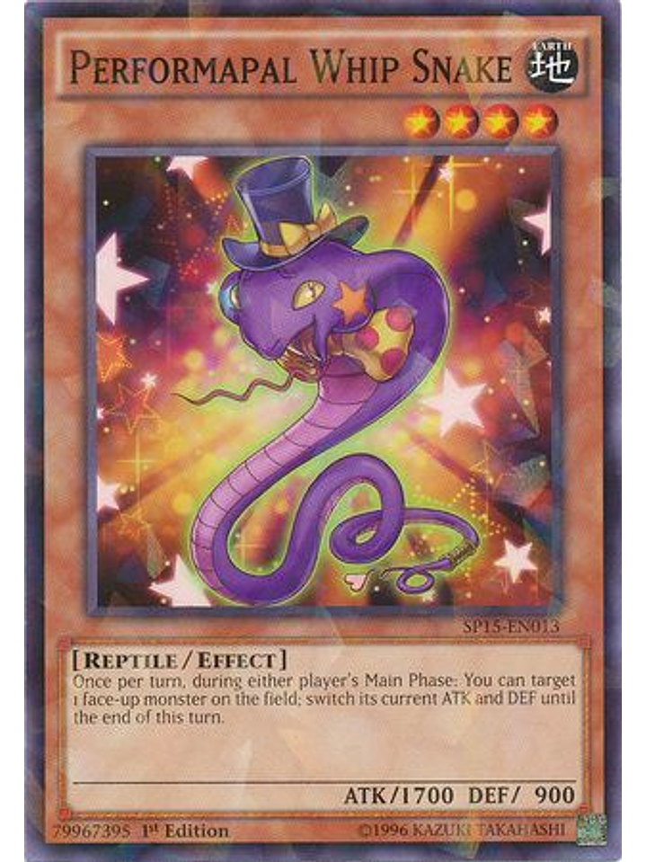 Performapal Whip Snake - SP15-EN013 - Shatterfoil Rare 1st Edition 1