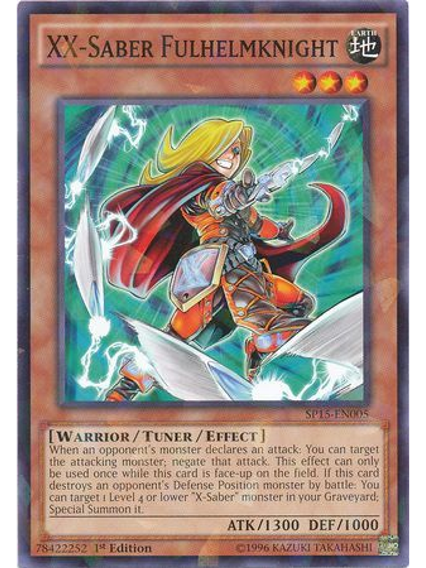 XX-Saber Fulhelmknight - SP15-EN005 - Shatterfoil Rare 1st Edition 1