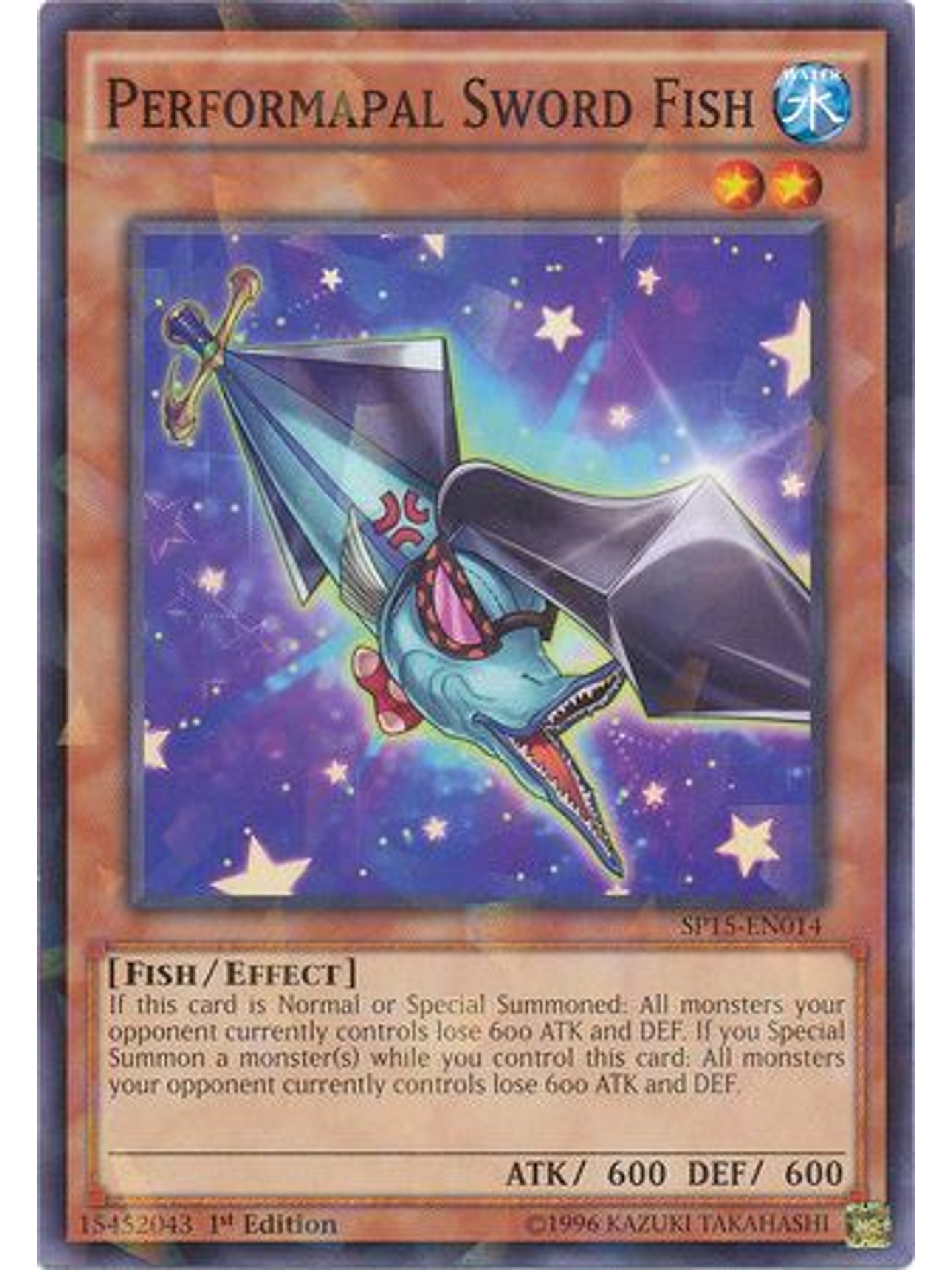 Performapal Sword Fish - SP15-EN014 - Shatterfoil Rare 1st Edition 1