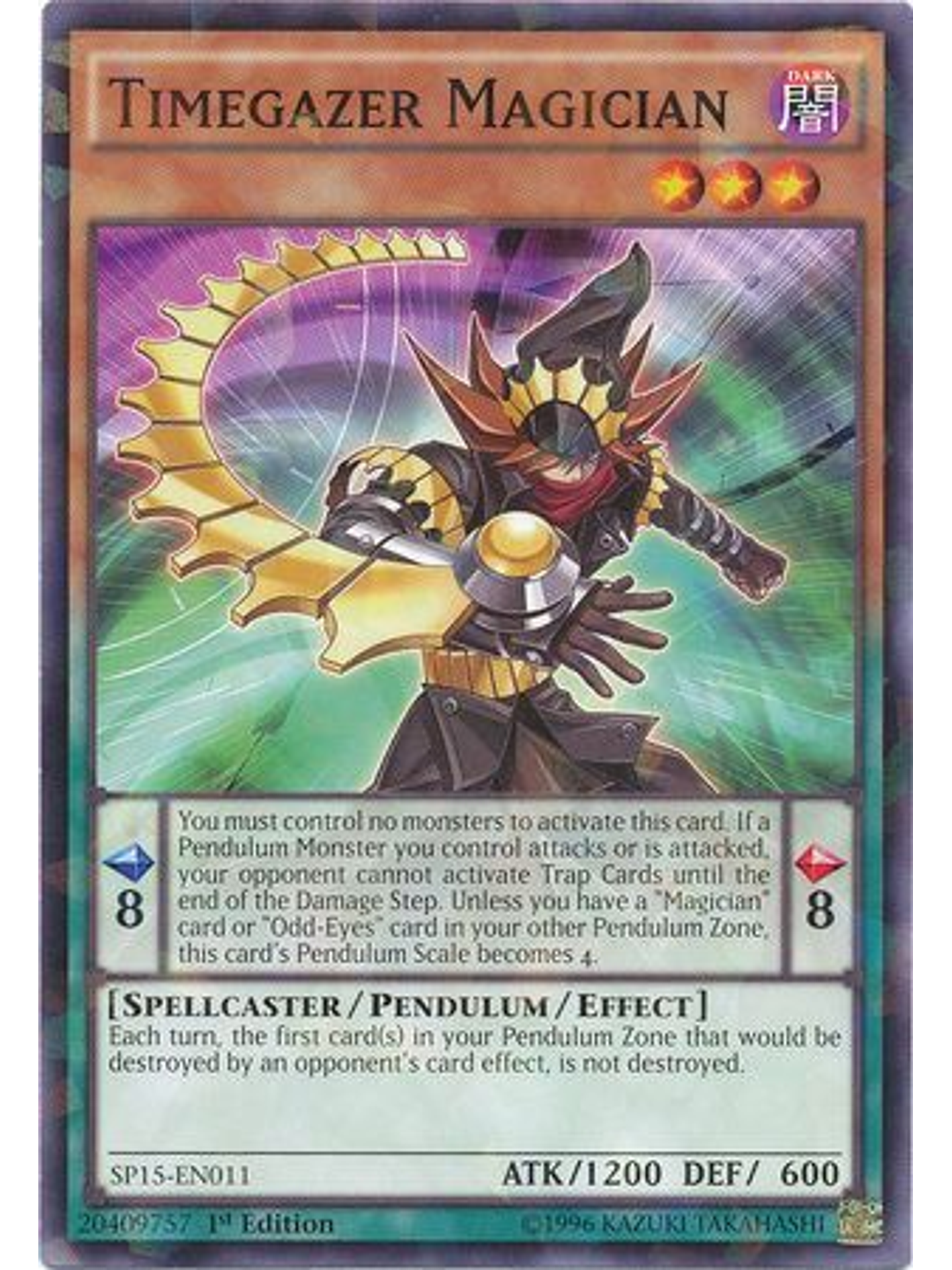 Timegazer Magician - SP15-EN011 - Shatterfoil Rare 1st Edition 1