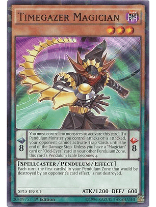 Timegazer Magician - SP15-EN011 - Shatterfoil Rare 1st Edition