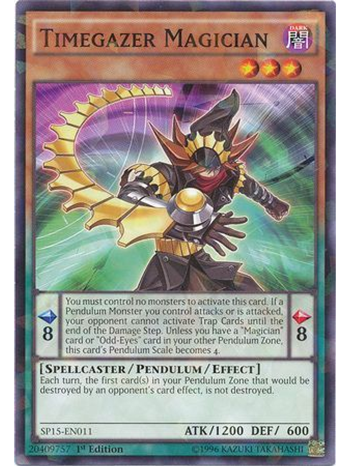 Timegazer Magician - SP15-EN011 - Shatterfoil Rare 1st Edition 1