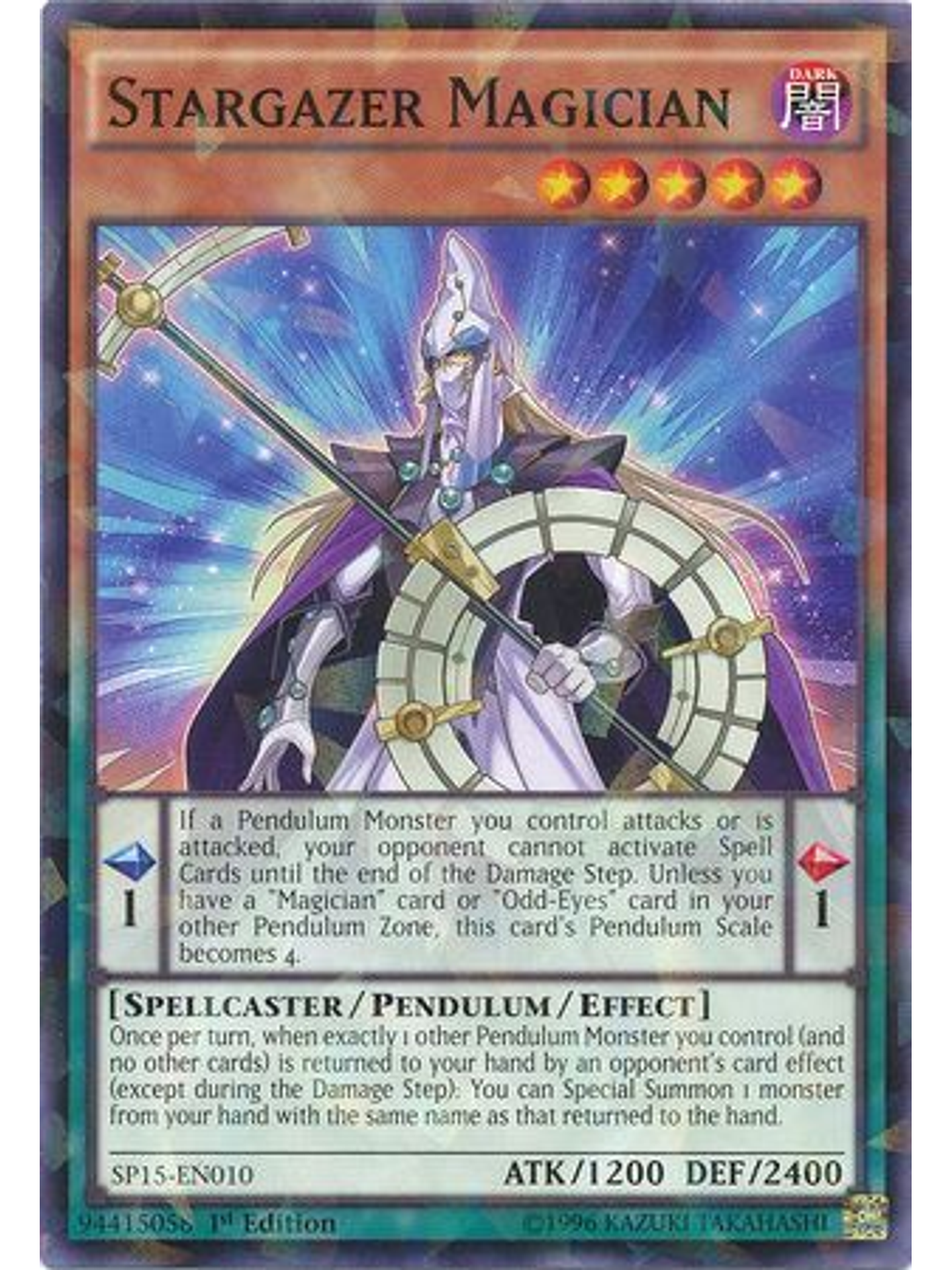 Stargazer Magician - SP15-EN010 - Shatterfoil Rare 1st Edition 1