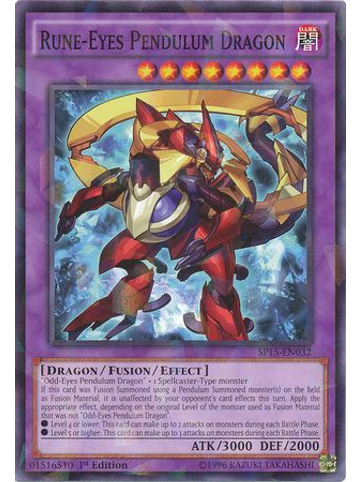 Rune-Eyes Pendulum Dragon - SP15-EN032 - Shatterfoil Rare 1st Edition 1
