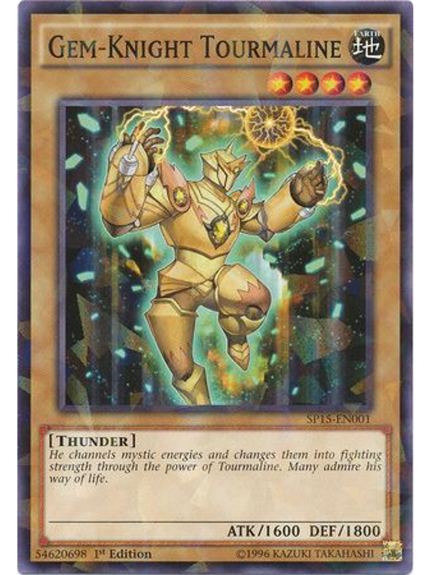 Gem-Knight Tourmaline - SP15-EN001 - Shatterfoil Rare 1st Edition 1