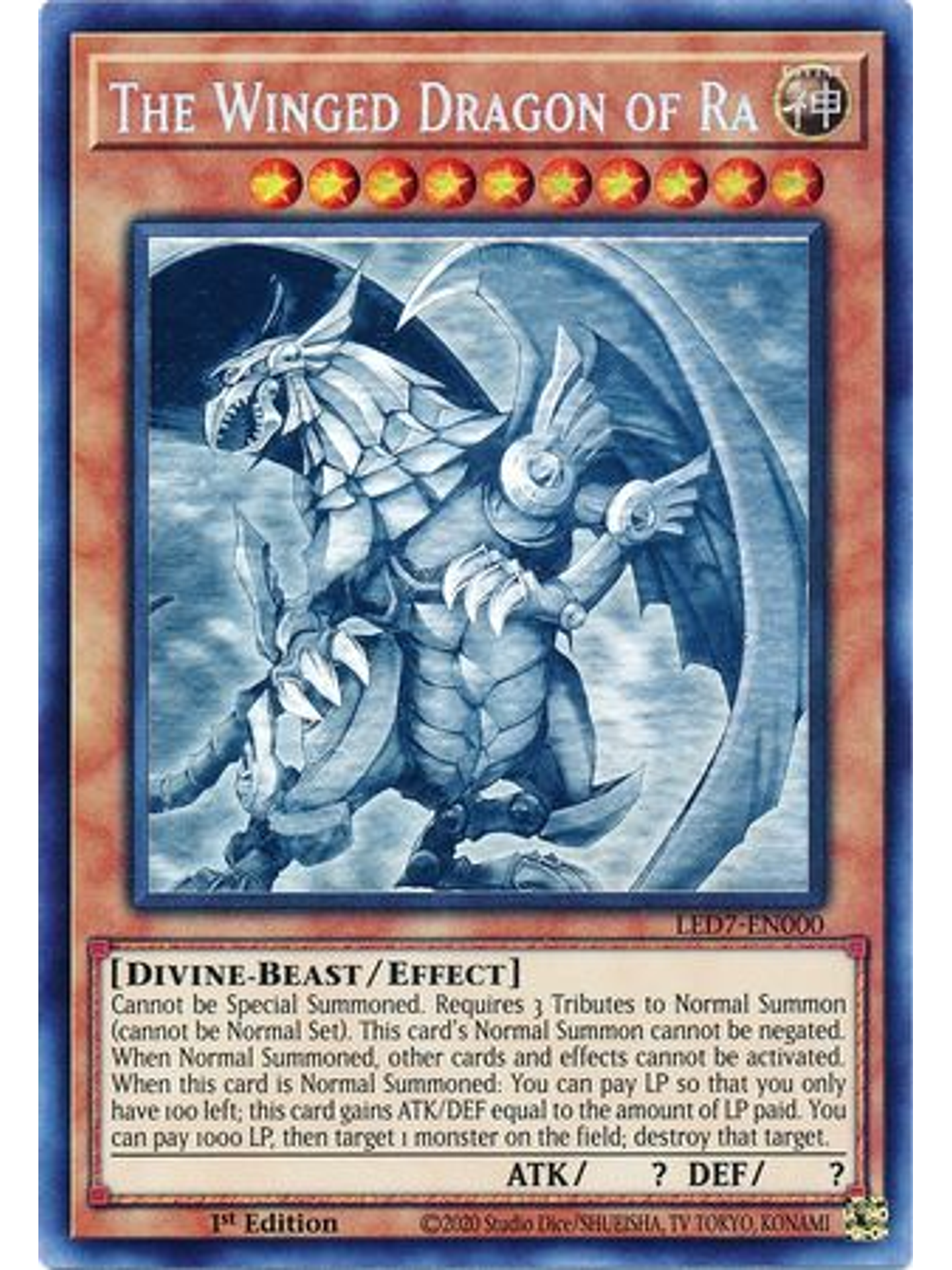 The Winged Dragon of Ra - LED7-EN000 - Ghost Rare 1st Edition 1