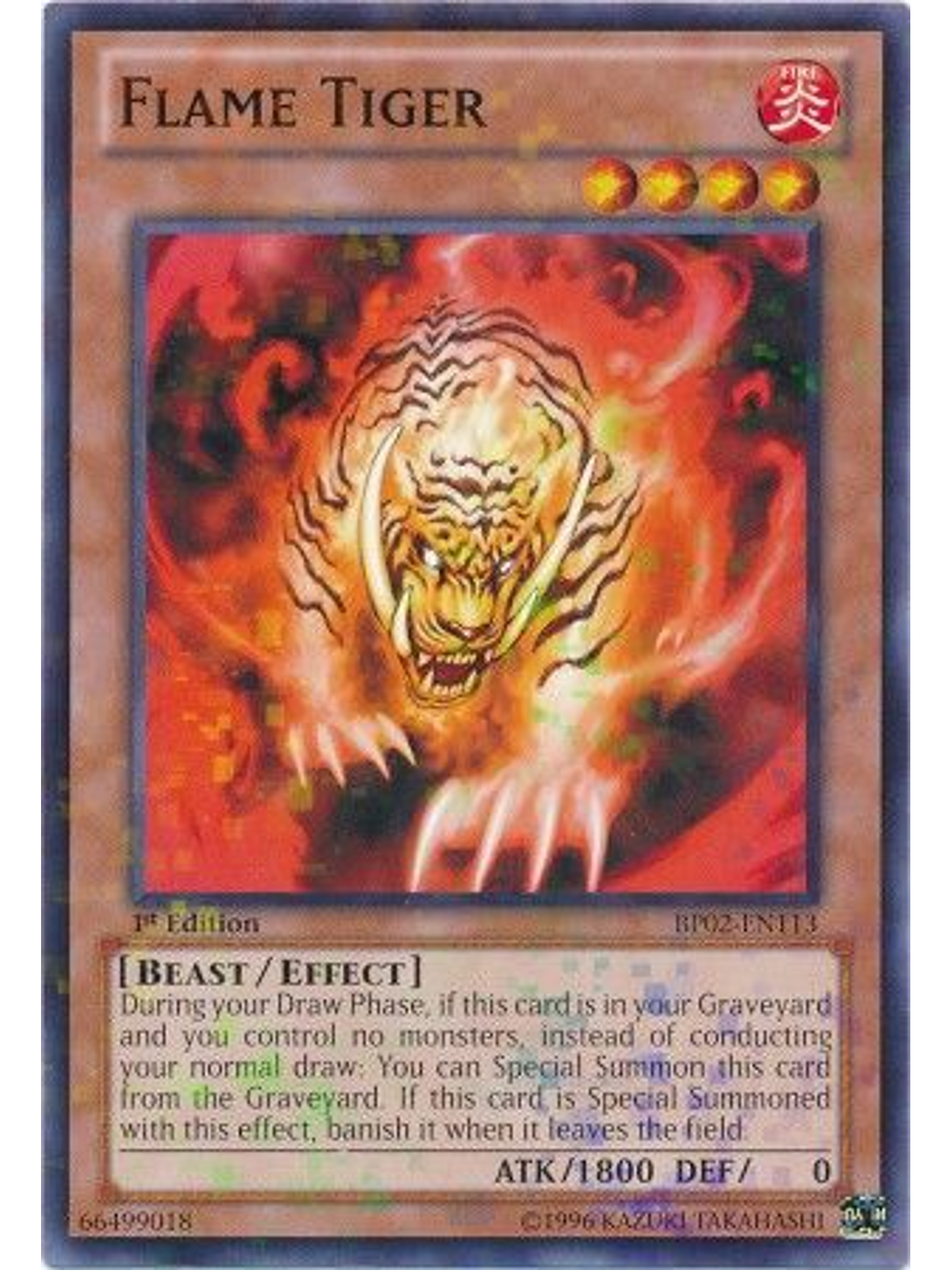 Flame Tiger - BP02-EN113 - Mosaic Rare 1st Edition 1