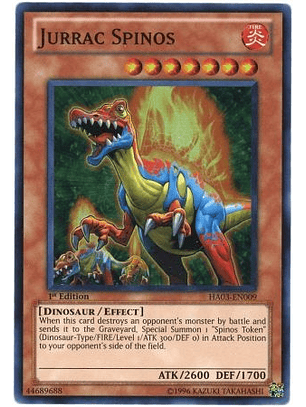 Jurrac Spinos - HA03-EN009 - Super Rare 1st Edition