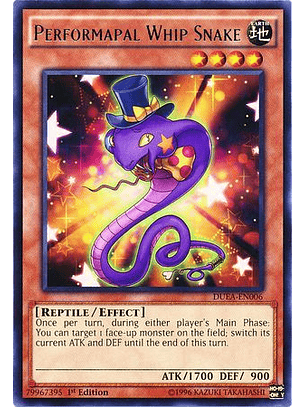 Performapal Whip Snake - DUEA-EN006 - Rare 1st Edition