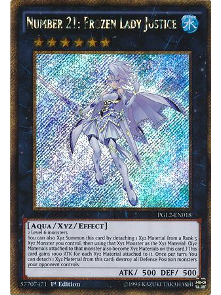 Number 21: Frozen Lady Justice - PGL2-EN018 - Gold Secret Rare 1st Edition 1