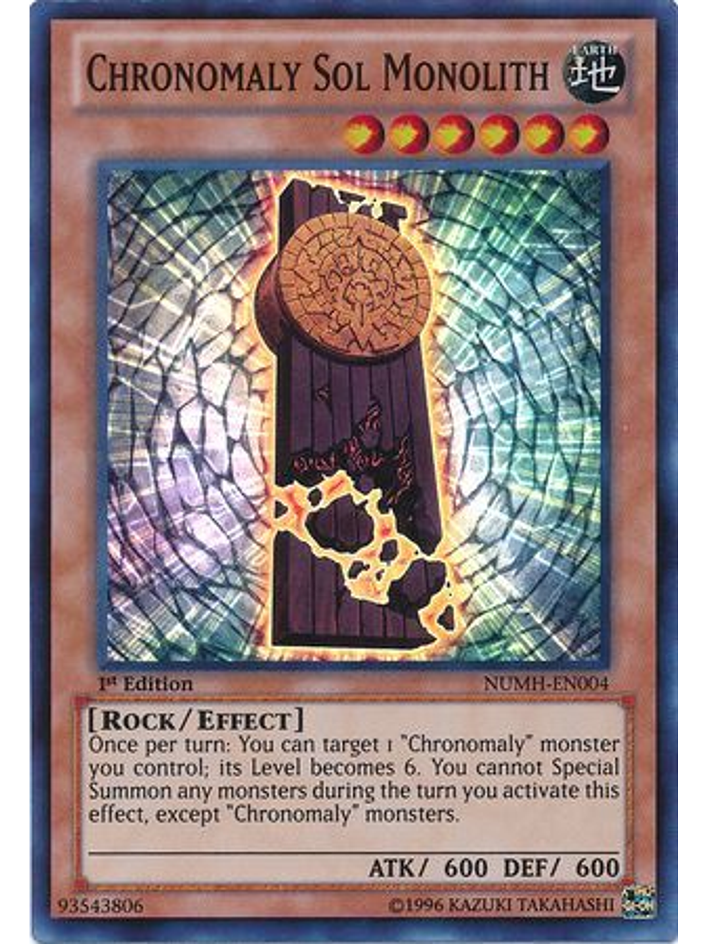 Chronomaly Sol Monolith - NUMH-EN004 - Super Rare 1st Edition 1