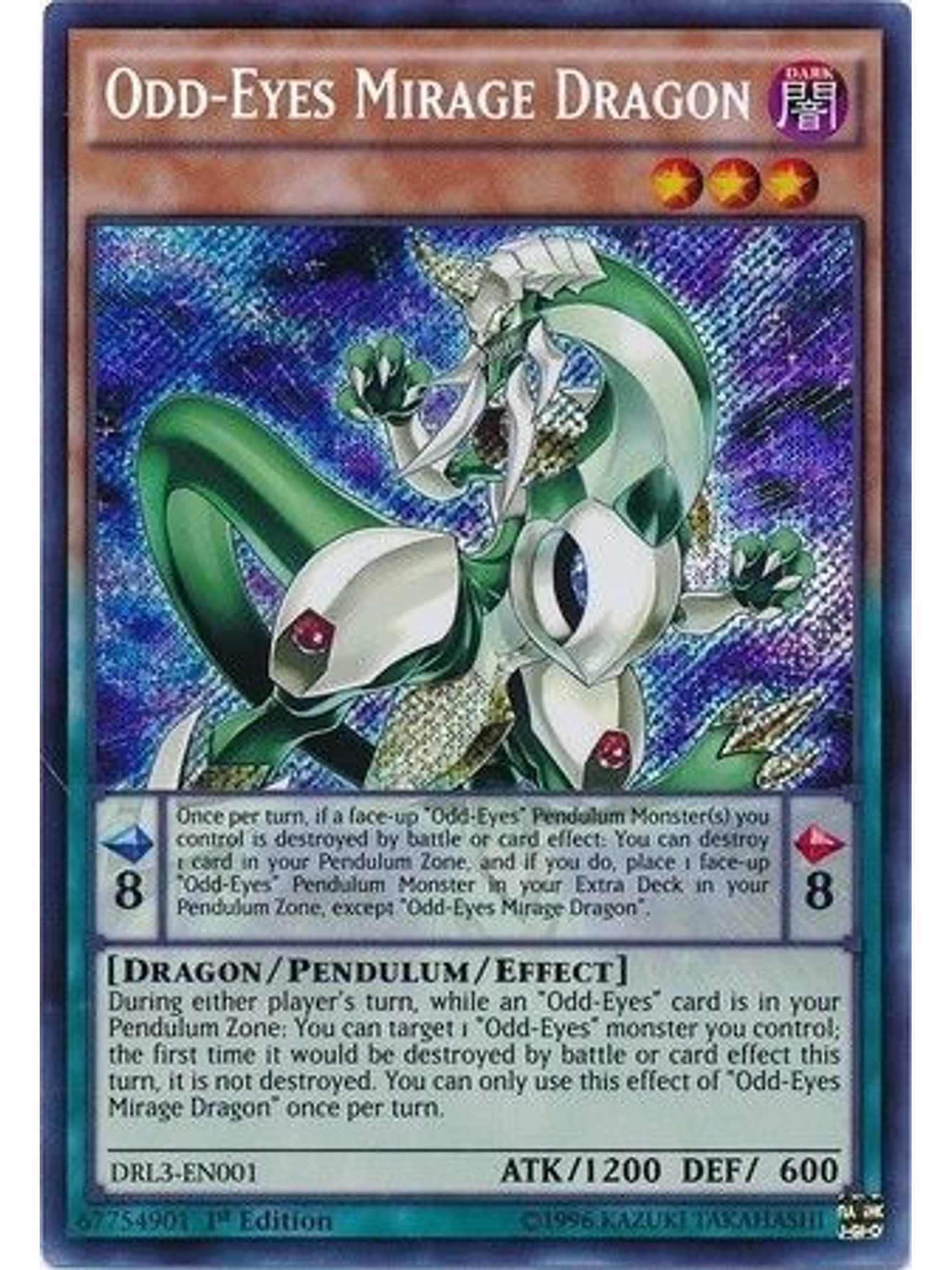 Odd-Eyes Mirage Dragon - DRL3-EN001 - Secret Rare 1st Edition 1