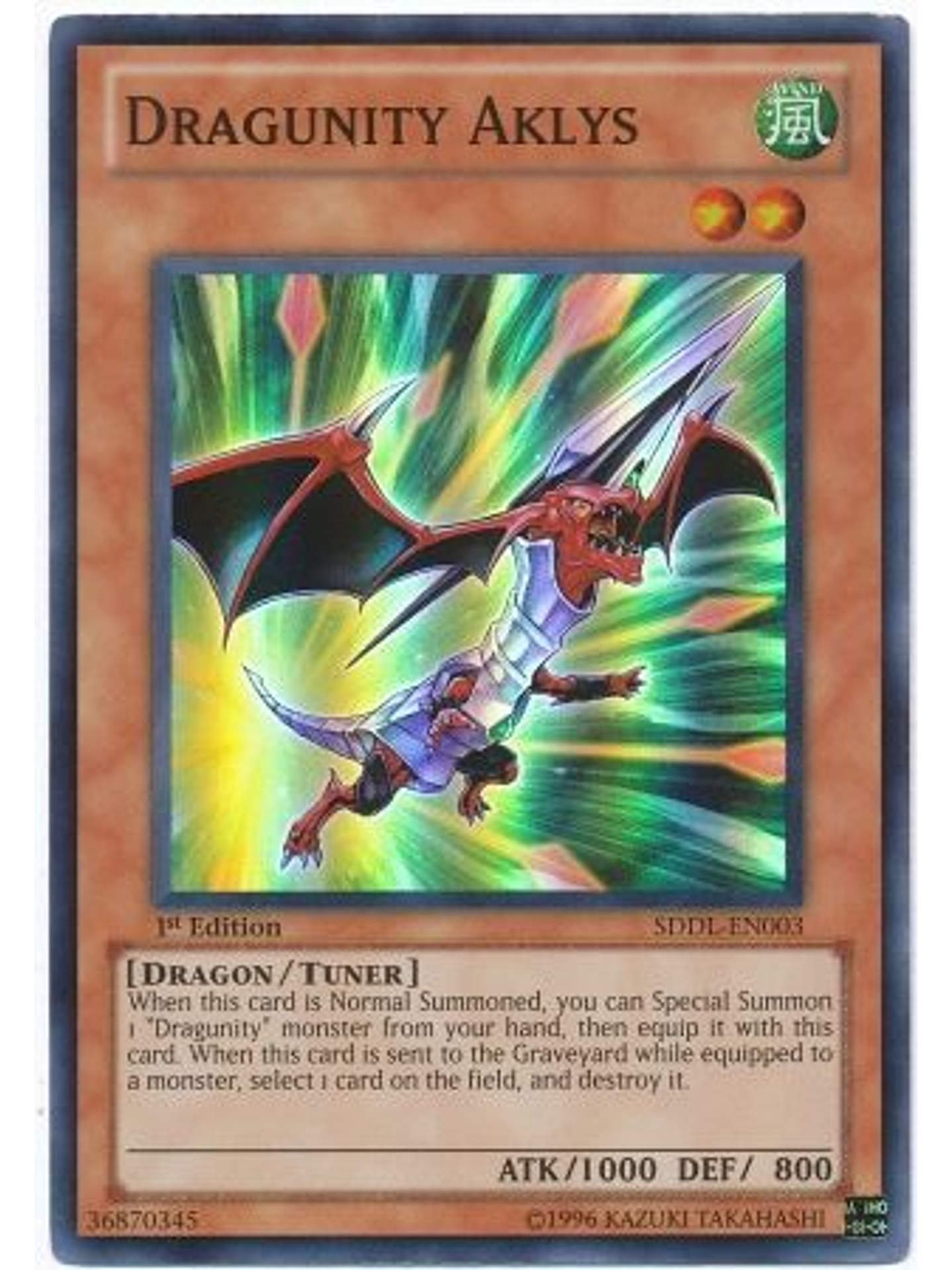 Dragunity Aklys - SDDL-EN003 - Super Rare 1st Edition 1
